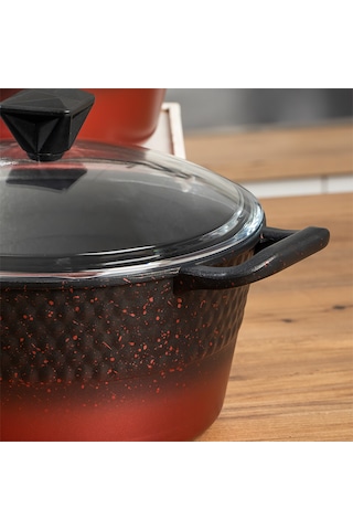 Lines L-5087 9 Parça Titanyum Döküm Tencere Seti Siyah