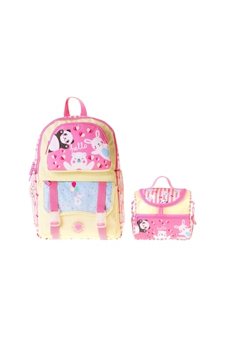 Kaukko Kids Hello Kız Çocuk Sarı - Pembe İlkokul Sırt Çantası Ve Beslenme Çanta Seti - Setkk-l5308b Çok Renkli