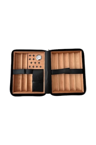 Cohiba Xl Siyah Dahili Çakmak Deri Puro Taşıma Çantası & Seyahat Humidoru