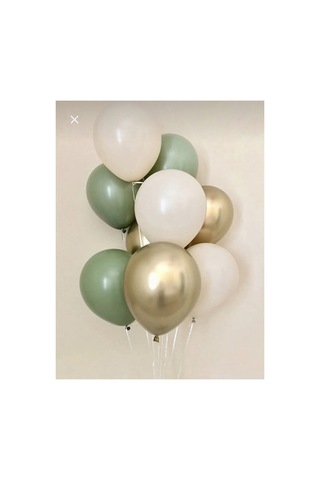 9 Adet Krom Gold Küf Yeşili Ve Pastel Beyaz Renk Balon Karışık Karışık 9 Adet Krom Gold Küf Yeşili Ve Pastel Beyaz Renk Balon Karışık Karışık