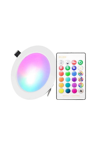 5w Led'li Gömme Aydınlatmalı Ir Uzaktan Kumandalı 16 Renk Ve 4 Yanıp Sönme Modu Kısılabilir Rgbw Renk Değiştiren Projektör Tavan Lambası Çok Renkli