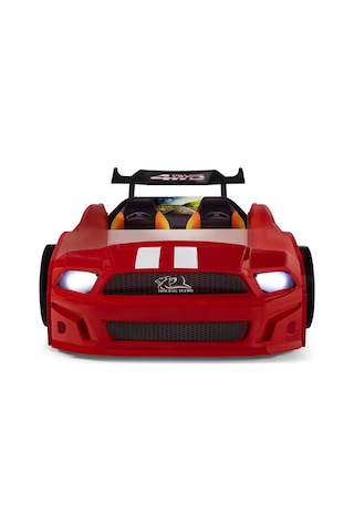 Kırmızı Arabalı Yatak Sport Mst Işıklı Baza Ortopedik Yatak 90x190 Cm