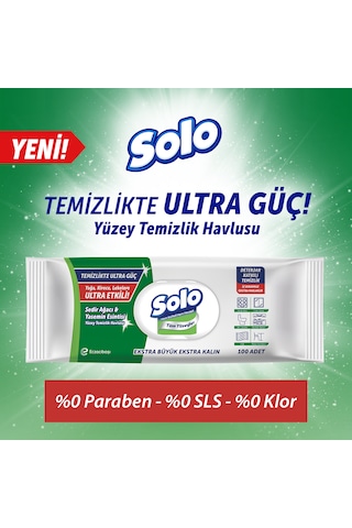 Solo Yüzey Temizleme Mendili Ultra Güç Serisi 4lü 400 Yaprak