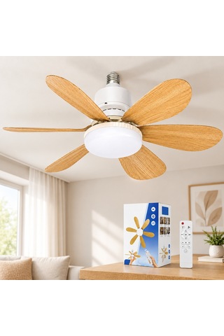 Kumandalı Tavan Vantilatör Avize - 6 Kanat 52cm 3 Kademe