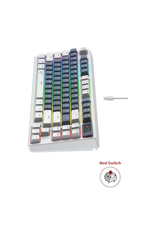 Havit Gamenote Kb884l Rgb Mekanik Türkçe Klavye 1.06inç Tft-lcd Ekran - Red Switch