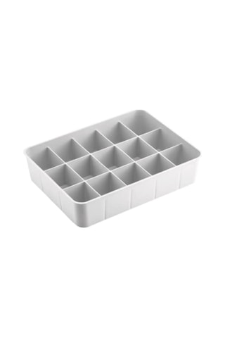 15 Bölmeli Çekmece Düzenleyici - Plastik Organizer Beyaz Açık Bej