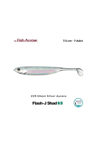 Fish Arrow Flash J Shad 7.5cm 3'' 29 Ghost Silver Aurora Silikon Balık 7 Adet