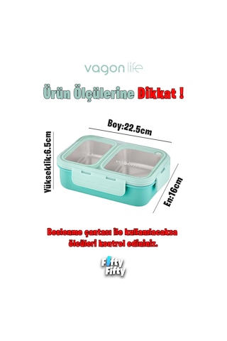 Vagonlife Lunch Box 700 Ml Tek Kat İki Bölmeli Metal Kaşıklı fflbox7096