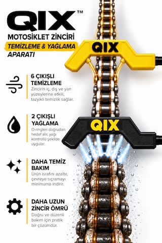 Qıx Motosiklet Zinciri Temizleme Ve Yağlama Aparatı Siyah