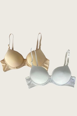 Ten-beyaz 2li Mikro Kumaş İçi Boş Balenli Günlük Desteksiz Sütyen Görsel