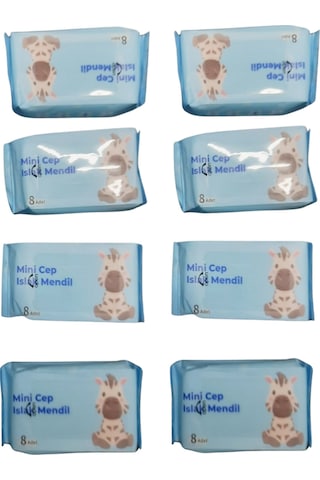 Büro Ev Ofis Hijyeni İçin 8 Paket Çanta Cep Tipi Taşınır Mini Islak Mendil