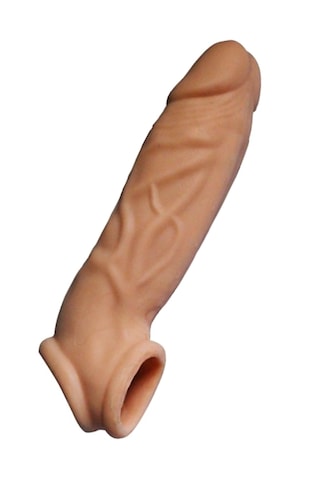 Erofoni Ucu 4 Cm Dolgulu 15 Cm Ultra Süper Realistik Kaliteli Uzatmalı Penis Kılıfı