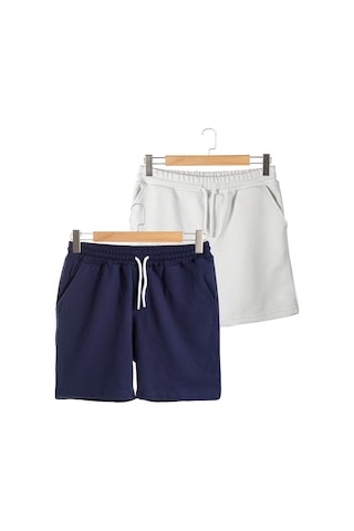 Terapi Men 2'li Erkek Lacivert - Beyaz Basic Regular Fit Şort & Bermuda Lacivert-beyaz
