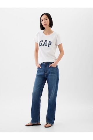 Gap V-ss Logo Classic Tee Kadın Tişört-8076 Beyaz