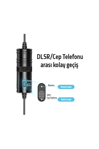 Ally 3.5 MM Universal Lavalier Kablolu Yaka Mikrofonu 6 Metre