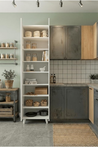Berlin,8 Raflı 2 Kapaklı 16r Erzak Dolabı Çok Amaçlı Dolap Banyo Dolabı Kiler Dolabı Beyaz