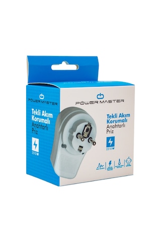 Powermaster 16816 Tekli Beyaz Anahtarlı Akım Korumalı Priz 10A-2510W İnternet Satışı 100 Tl Altı Yasak