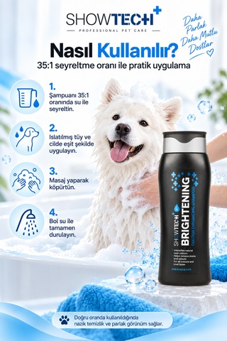 Showtech Brightening Parlatıcı Etkili Kedi Köpek Şampuanı 300 Ml - 35:1 Konsantre İle Beyazlatıcı Şampuan
