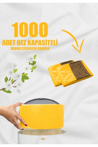 Korbell 16 Lt Çöp Kutuları İle Uyumlu 1000 Bebek Bezi Kapasiteli Bahar Çiçekleri Kokulu Yerli Çöp Poşeti