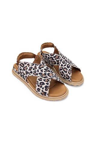 Tamer Tanca Kadın Vegan Bej Leopar Düz Sandalet 838 44205 Bn Sndlt Y23 Bej Leopar Bej