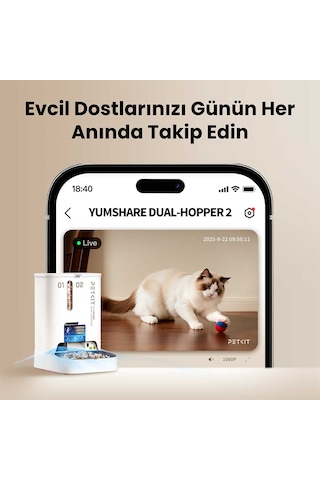 Petkit Yumshare Kameralı Çift Hazneli Akıllı Mama Kabı 2 Resmi Distribütör Garantili
