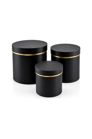 3pcs Yuvarlak Mat Renkli - Düz Renk Karton Hediye Kutusu 18-16-12cm 5673