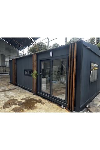 Simgesan Konteyner Ev 400x800 Ahşap Pergoleli Konteyner Ev