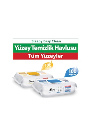 Sleepy Easy Clean Arap Sabunu + Çamaşır Suyu Katkılı Yüzey Temizlik Havlusu&Mendili (200 Yaprak) 