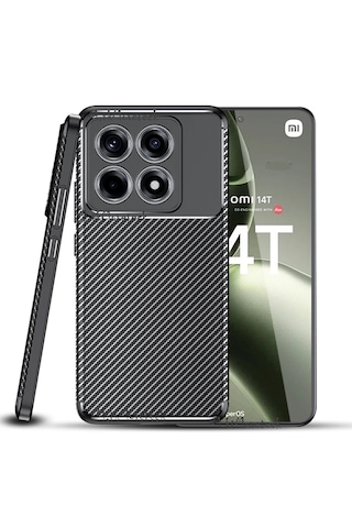 Xiaomi Mi 14t Pro Kılıf Kamera Çıkıntılı Karbon Desenli Silikon