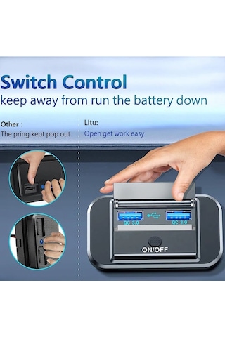 Honeybeeshop 1 Bilgisayar 12v Rv Anahtarlı Hızlı Şarj Qc3.0 Usb Portlu Duvar Montaj Panosu Araba Karavan Deniz Teknesi Otobüs Motosiklet Kamyon Golf Arabası Şarj Adaptörü
