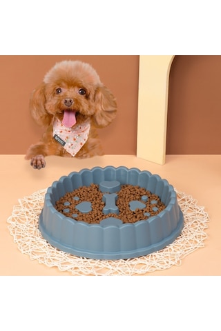 Cbtx Yavaş Yemek Kasesi Boğulma Önleyici Köpek Kasesi Kedi Köpek Mama Kasesi Mavi