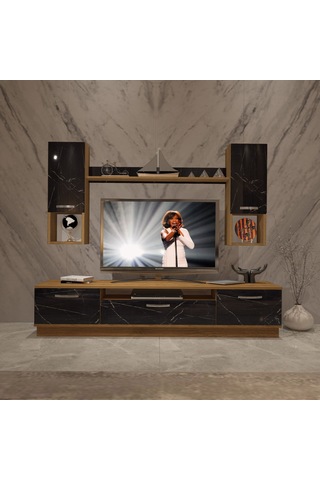 Decoraktiv Trio 5da Mdf Tv Ünitesi Tv Sehpası Pera - Siyah Mermer