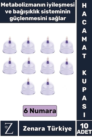Yüksek Kaliteli Metabolizma Etkili Vakumlu Hacamat Kupası 6 Numara 10 Adet