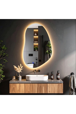 Nelyos Günışığı Lazer Kumlamalı Lavabo & Banyo Aynası Dokunmatik Sensörlü 100 X 65 Cm