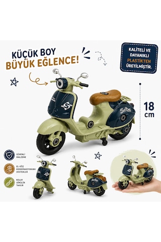 18 Cm Vespa Görünümlü Oyuncak Scooter Mor - Yeşil
