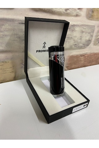 Promise Marka 4 Ateşlemeli Siyah Gri Puro Çakmağı İsme Özel Çakma