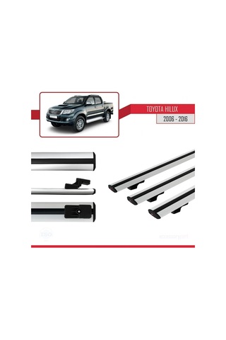 Toyota Hilux 2006-2016 Arası İle Uyumlu Basic Model Ara Atkı Tavan Barı Gri 3 Adet