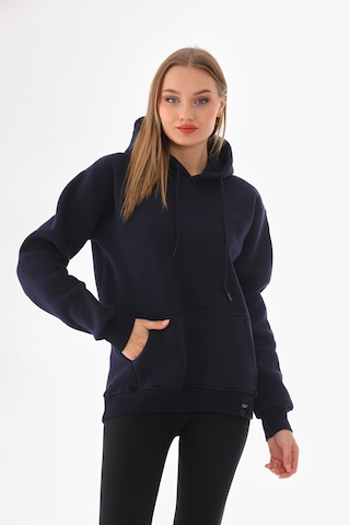 Everest Everst Kapüşonlu 3 İplik Şardonlu Cepli Sweatshirt Lacivert