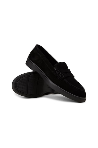 Deery Kadın Hakiki Süet Siyah Loafer Ayakkabı - 02038zsyhc02
