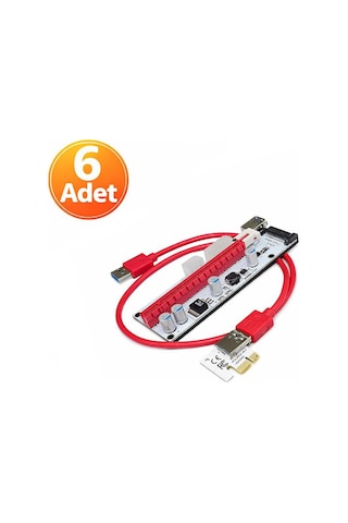 6 Adet - Ver008s Riser Kart - Pcı-ex 1x To 16x Usb 3.0 Ekran Kartı Uzatma Mining Adaptörü