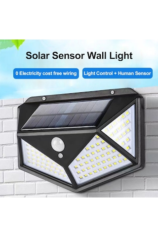 Yifomall Dış Mekan Güneş Enerjili Duvar Lambası, 100 Led, İnsan Algılama, 3 Fonksiyon, 4 Adet Paketi, Ev Bahçe Aydınlatması