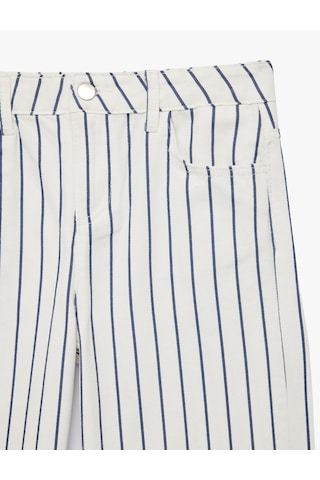 Koton Pamuklu Cepli Geniş Paça Çizgili Denim Pantolon Lacivert Çizgili 6skg40009ad 7s2