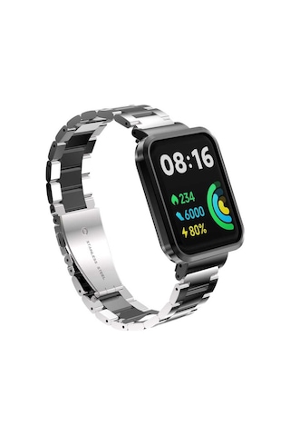 Xiaomi Redmi Watch 2 Lite Uyumlu Krd-60 Metal Mkst Kordon-gümüş-siyah