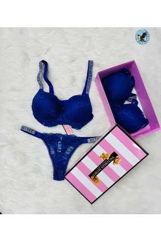 Victoria's Secret Victoria"s Secret Pusch Up Set Alt Üst Dolgulu Sütyen Ve Külot Takım 2"li Set Mavi
