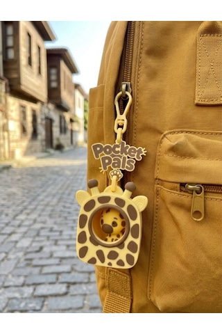 Pocket Pals Sevimli Zürafa Çanta Süsü Charm Anahtarlık Sarı