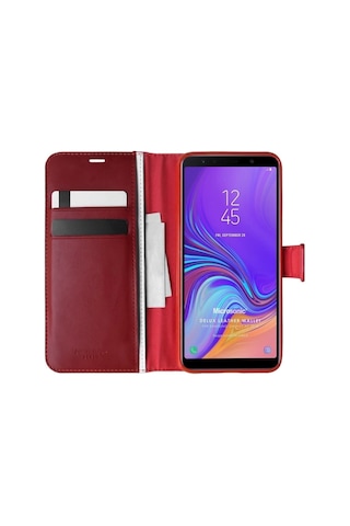 Samsung Galaxy Uyumlu A7 2018 Kılıf Standlı Kapaklı Korumalı Kırmızı R76383:kırmızı