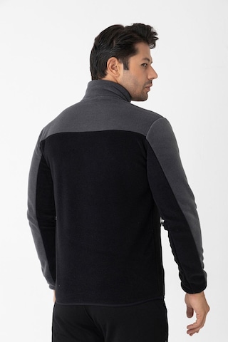 Erkek Tam Fermuarlı Polar Sweat Siyah