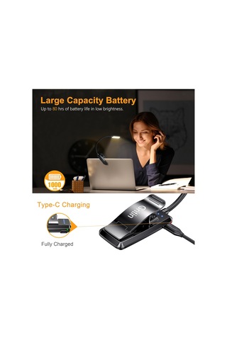 9 Led Şarj Edilebilir Kitap Yatakta Okuma İçin Işık - Göz Bakım 3 Renk Sıcaklığı, Basamaksız Karartma -