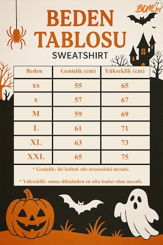Bumeta Sevimli Hayalet Baskılı Cadılar Bayramı Halloween Sweetshirt Unisex Kapüşonlu Hoodie Siyah