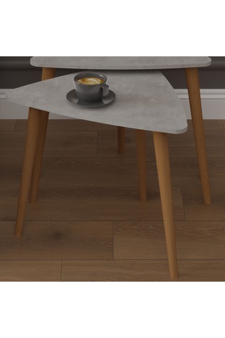 3 Lü Üçgen Zigon Sehpa Ahşap Ayaklı-sehpa02-retro Gri